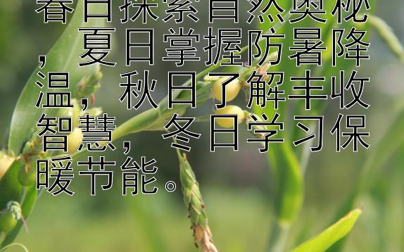 春日探索自然奥秘，夏日掌握防暑降温，秋日了解丰收智慧，冬日学习保暖节能。